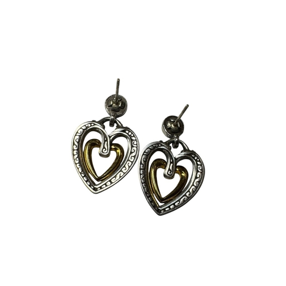 Brighton  Silver and Gold tone Heart Earrings no backs - Picture 3 of 4